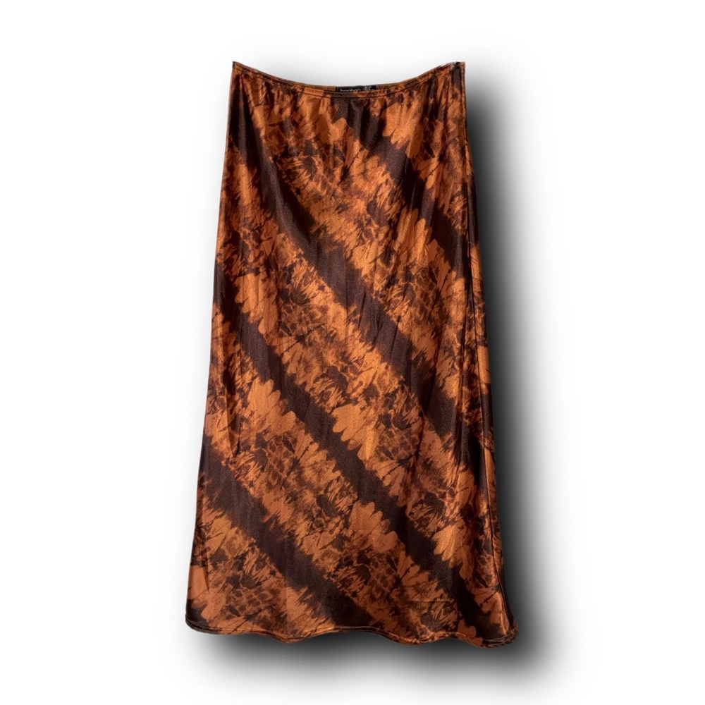 Boohoo Tie Dye Satin-Feel Maxi Skirt Y2K Vibes Whimsigoth